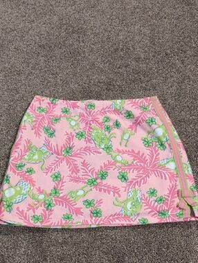 Lilly Pulitzer Pink & Green Tropical Print Girls Skort